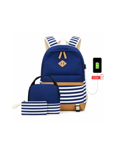 3 Pc Back Pack /w USB Port